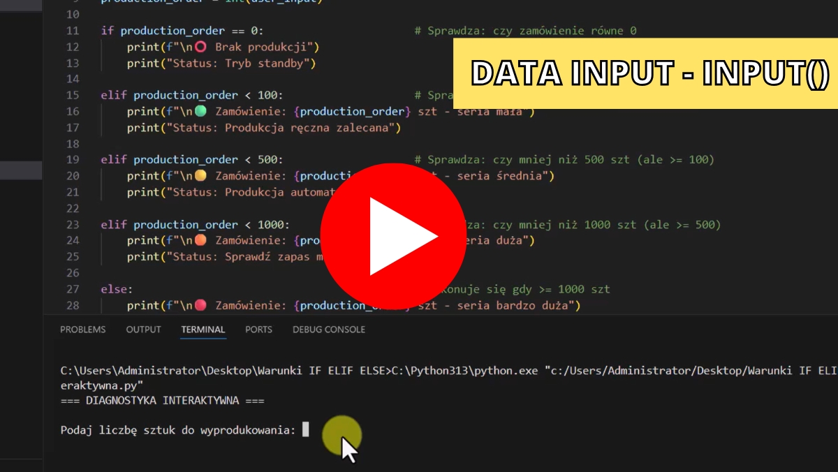 User input with input() function