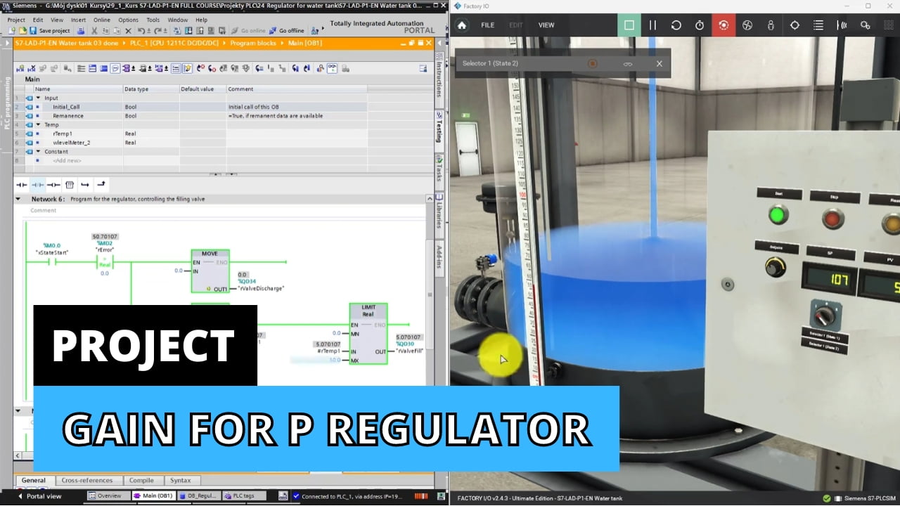 Water Tank PID Regulator - Ladder Logic Basics in Siemens TIA Portal - PLC Programming