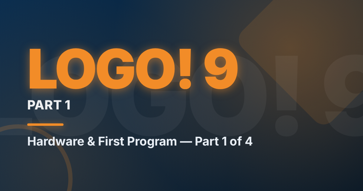 Siemens LOGO! 9 Programming Part 1 - Hardware & First Program